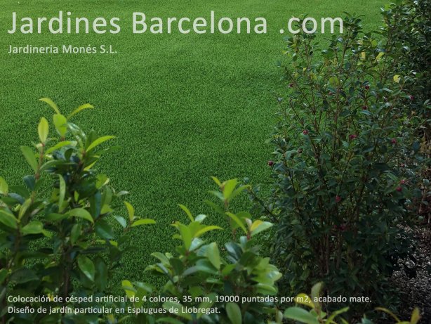 Jardineria Mon�s ha instalado este c�sped artificial en Esplugues de Llobregat. C�sped artificial de 335mm, 4 colores, gran recuperaci�n de pisada y gran resistencia al sol.